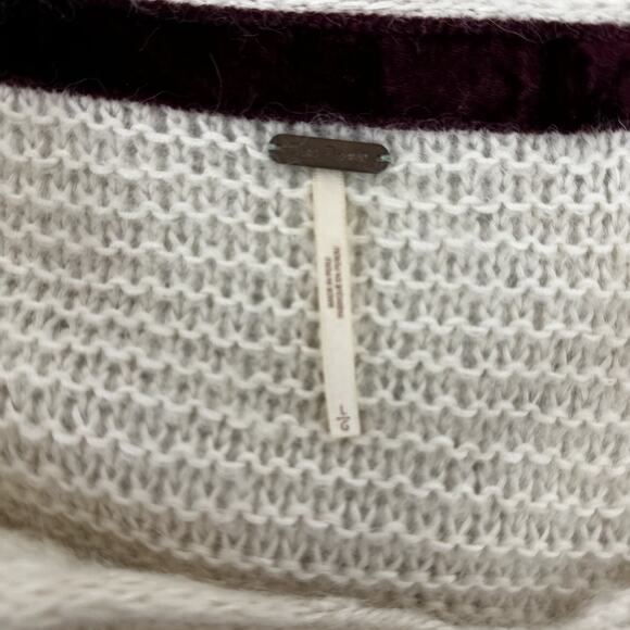 Free People Sweater Womens Large Ivory Boxy Boho Lagenlook Alpaca Chunky Knit - Picture 7 of 13